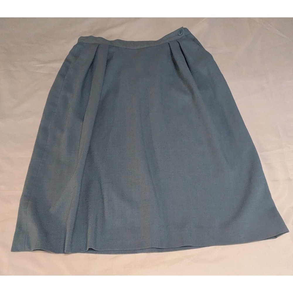 Jones New York Pleated Midi Skirt Womens 16 Blue Excellent Textured A-Line